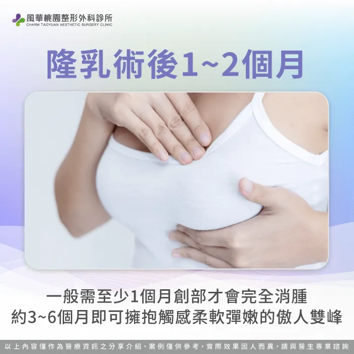 隆乳術後1~2個月完全消腫-隆乳多久消腫