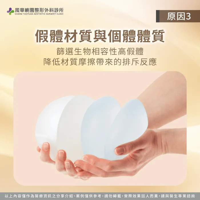 醫師會根據貴賓的胸壁軟組織厚度量身推薦適合的植入物規格 不同假體材質外殼組織適應度-隆乳莢膜攣縮是什麼