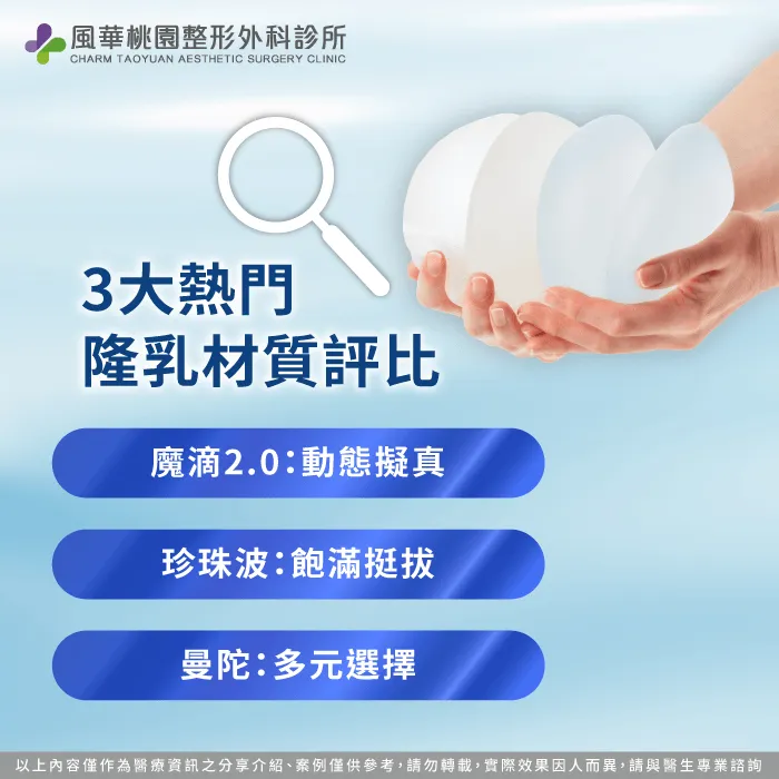 魔滴、珍珠波、曼陀假體特色解析一次看 2026隆乳材質 -魔滴隆乳